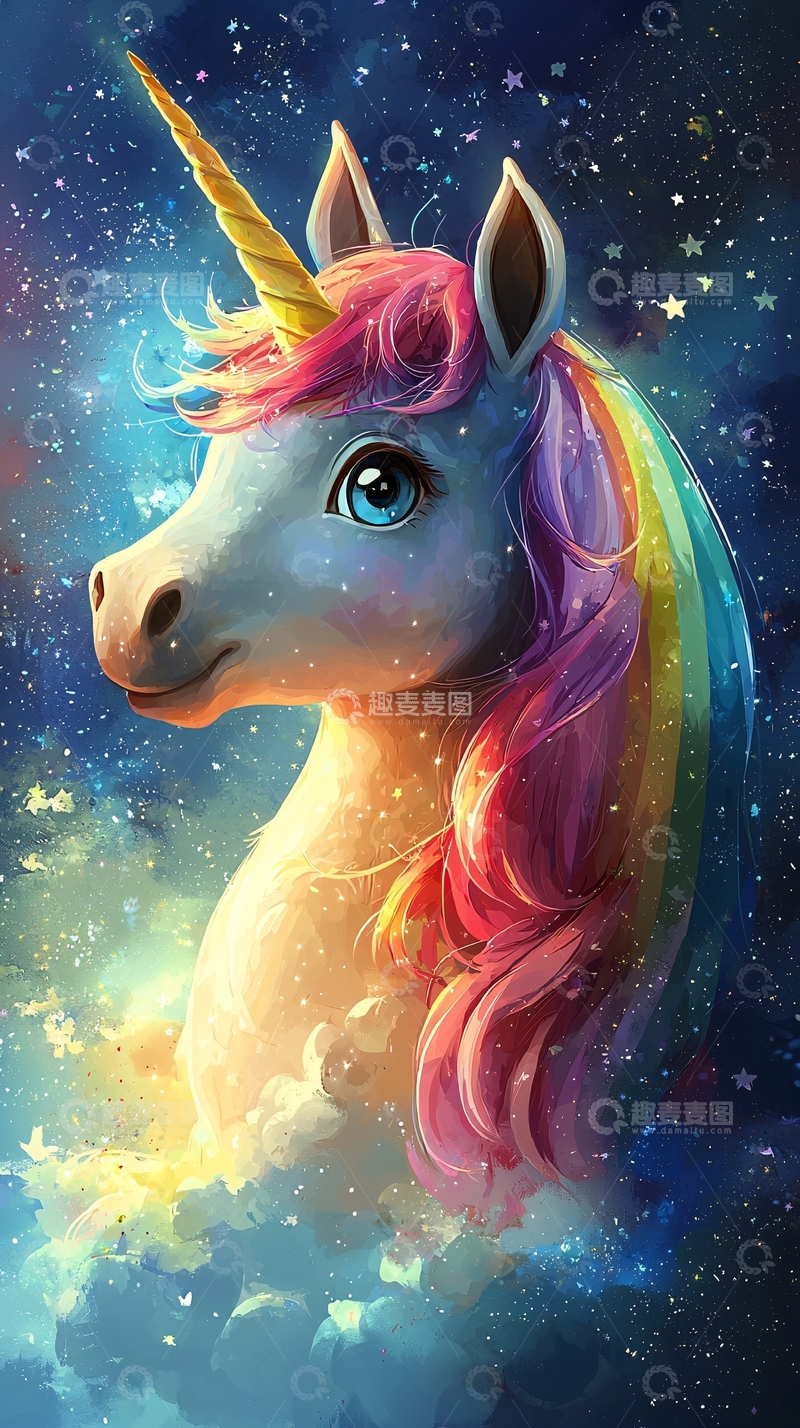 高清大图下载【趣麦麦图】彩虹独角兽