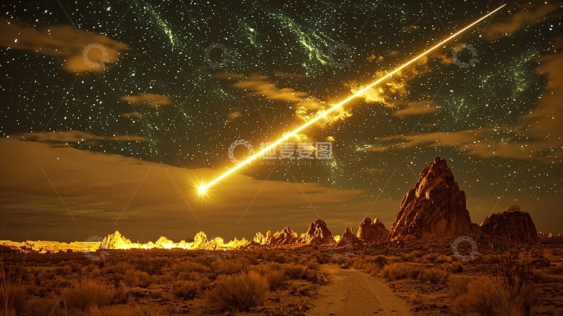 高清大图下载【趣麦麦图】夜空中划过的明亮流星