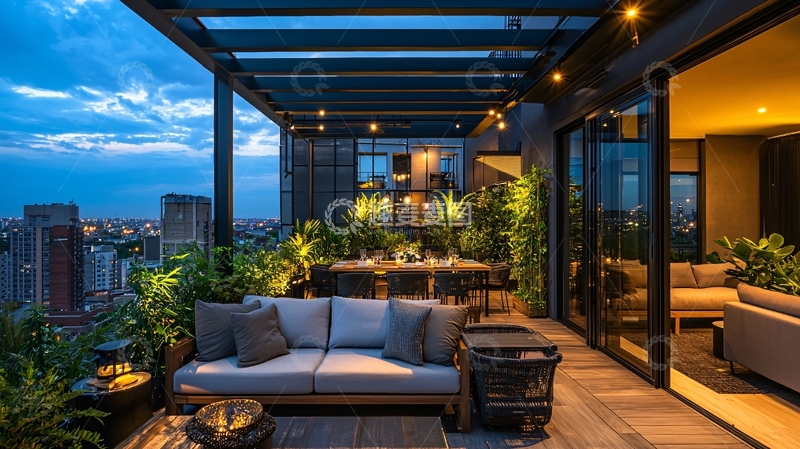 高清大图下载【趣麦麦图】夜景露台