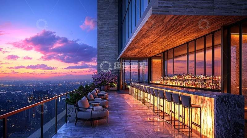 高清大图下载【趣麦麦图】高层建筑屋顶酒吧