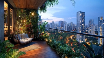 高层阳台夜景