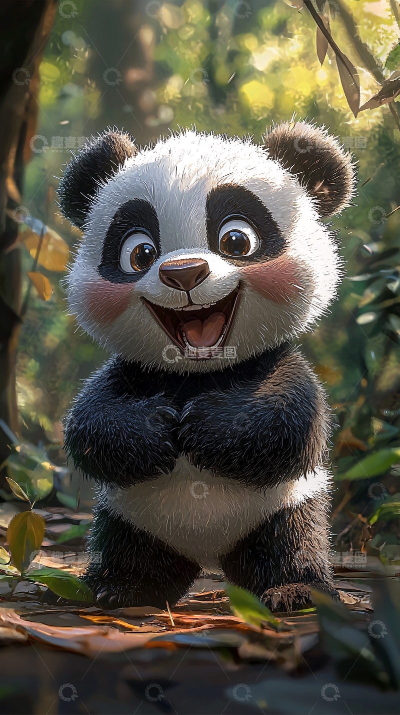 高清大图下载【趣麦麦图】可爱卡通熊猫宝宝