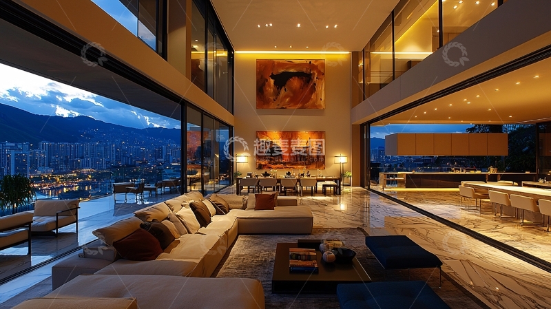 高清大图下载【趣麦麦图】现代简约别墅夜景