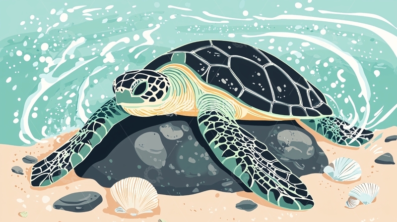 高清大图下载【趣麦麦图】海龟在岩石上休息