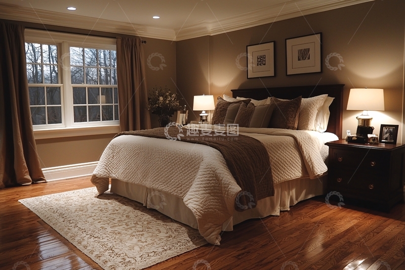 高清大图下载【趣麦麦图】温馨舒适卧室夜景