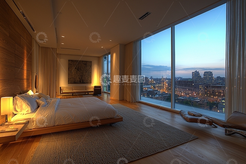 高清大图下载【趣麦麦图】现代简约卧室夜景