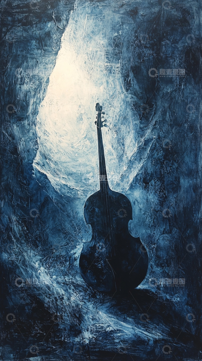 高清大图下载【趣麦麦图】低音提琴洞穴抽象画