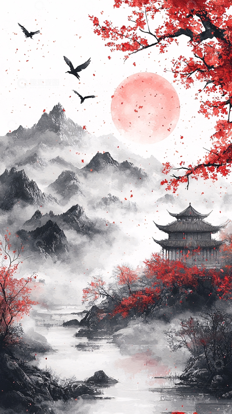 高清大图下载【趣麦麦图】水墨画山水