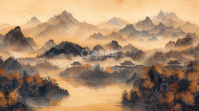 高清大图下载【趣麦麦图】水墨山水画577