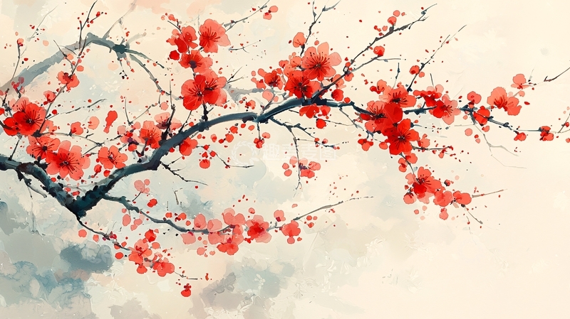 高清大图下载【趣麦麦图】红梅水墨画