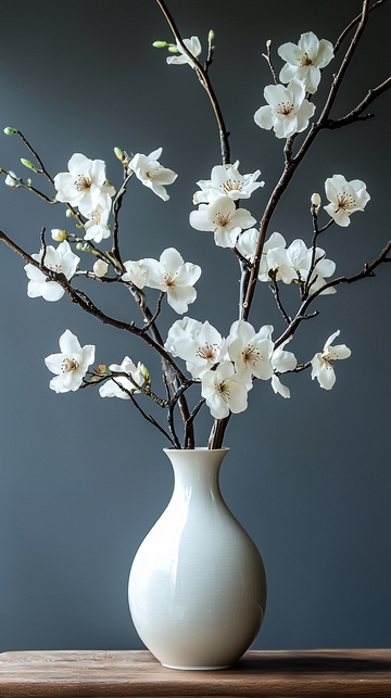 白瓷瓶中玉兰花枝