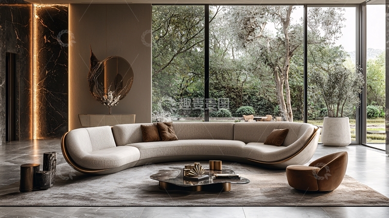 高清大图下载【趣麦麦图】现代轻奢弧形沙发