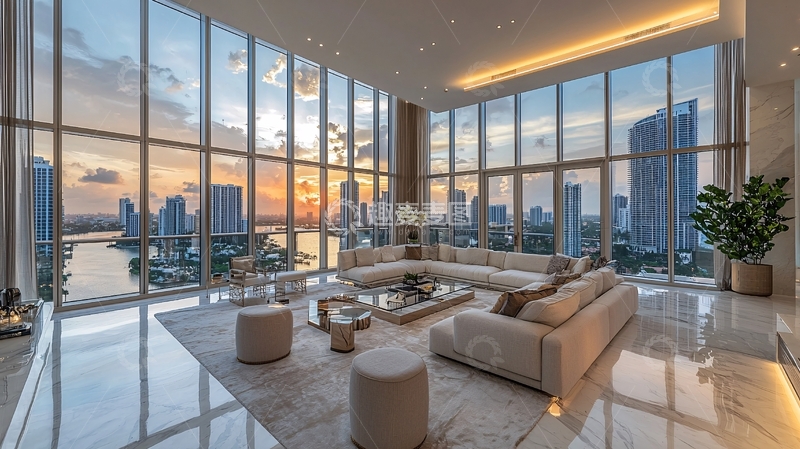高清大图下载【趣麦麦图】迈阿密豪华公寓日落景色