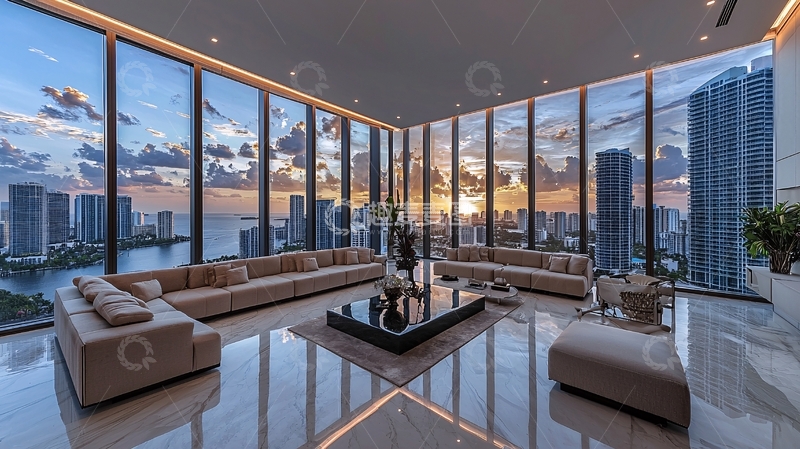 高清大图下载【趣麦麦图】迈阿密海景豪宅客厅