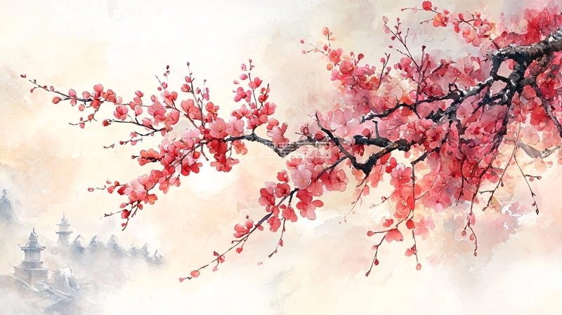 高清大图下载【趣麦麦图】水墨画梅花枝