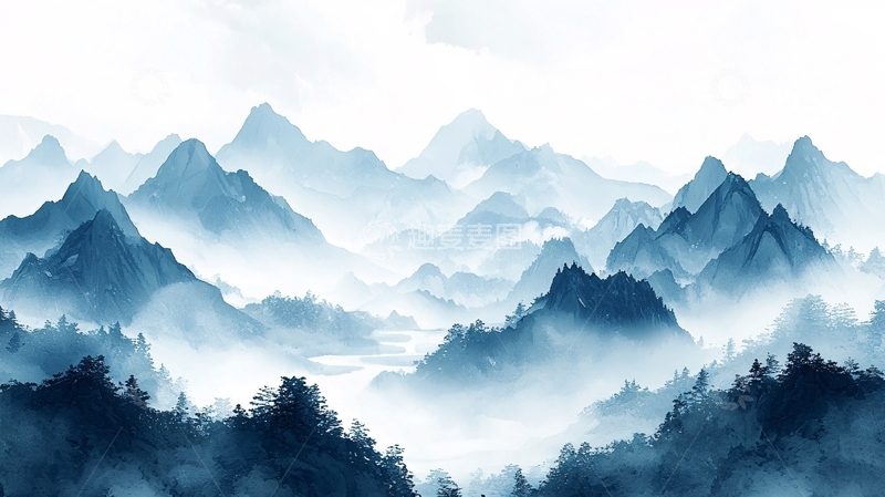 高清大图下载【趣麦麦图】水墨山水画571