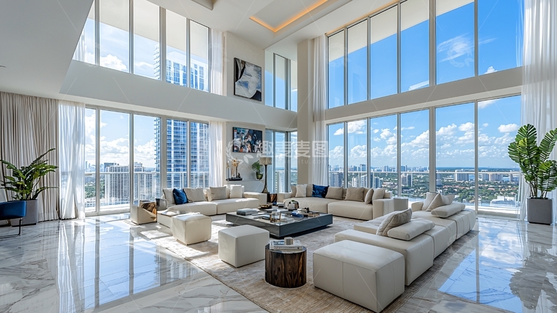 高清大图下载【趣麦麦图】现代简约风格高层公寓客厅