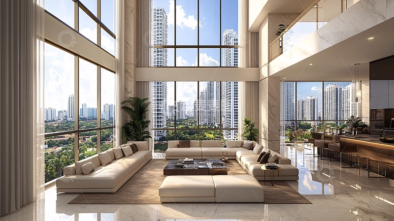 高清大图下载【趣麦麦图】现代轻奢大平层公寓客厅