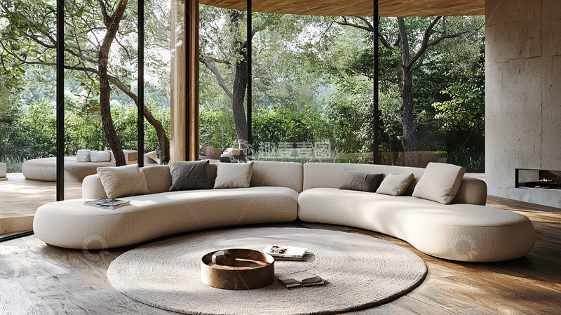 高清大图下载【趣麦麦图】自然光线下的弧形沙发