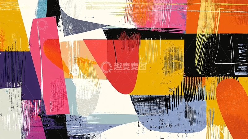 高清大图下载【趣麦麦图】抽象彩色块面涂鸦
