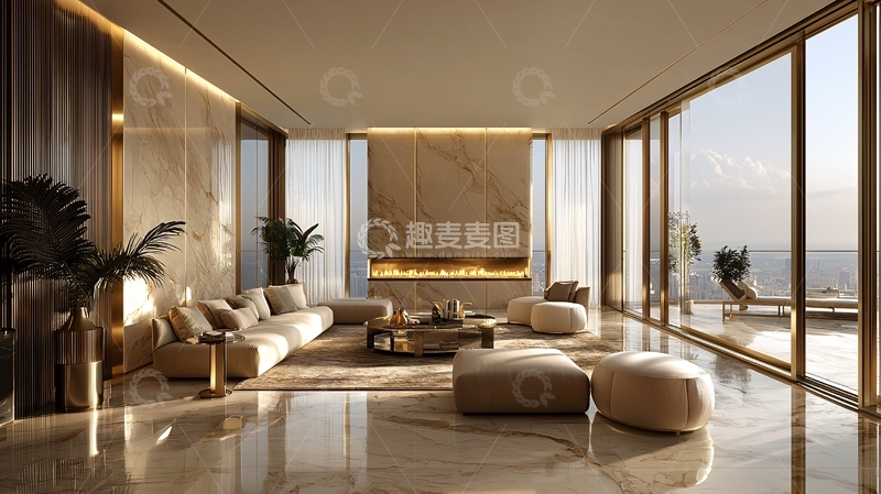 高清大图下载【趣麦麦图】现代极简轻奢客厅
