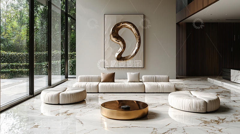 高清大图下载【趣麦麦图】现代极简客厅