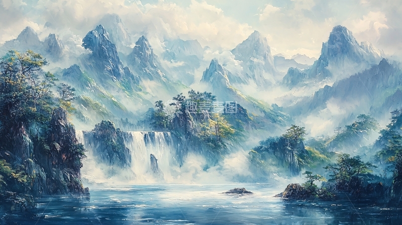 高清大图下载【趣麦麦图】水墨山水画580