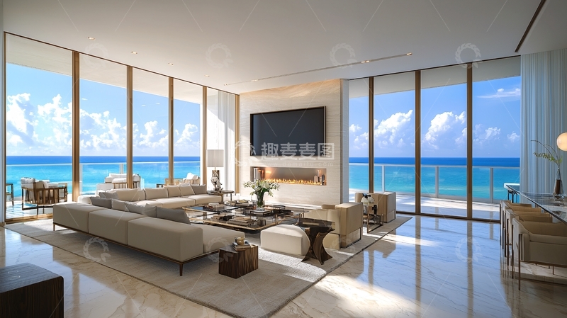 高清大图下载【趣麦麦图】海景豪宅客厅