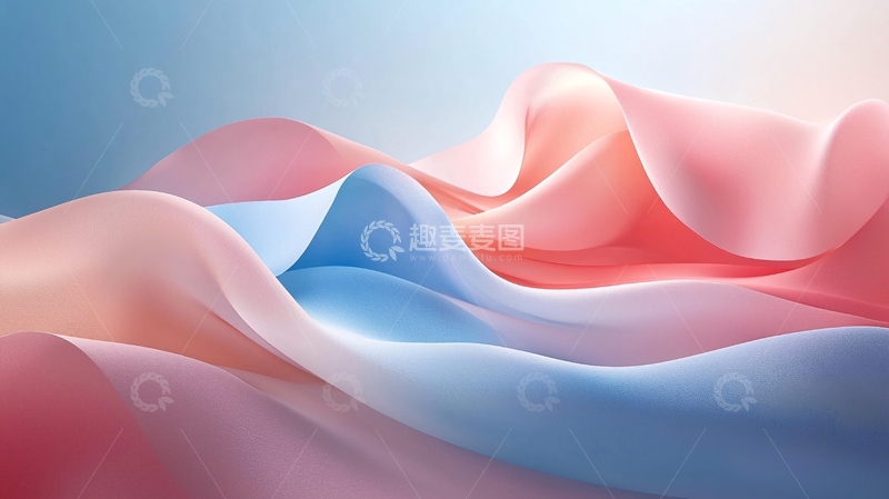 高清大图下载【趣麦麦图】粉色蓝色丝绸质感抽象