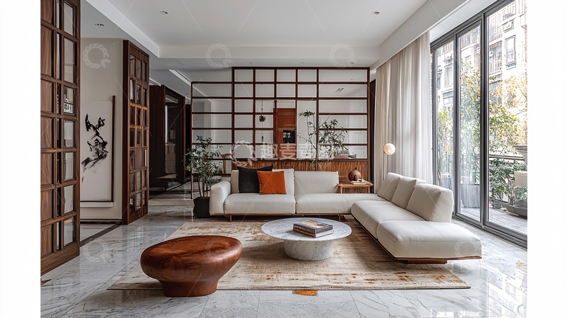高清大图下载【趣麦麦图】现代极简日式客厅