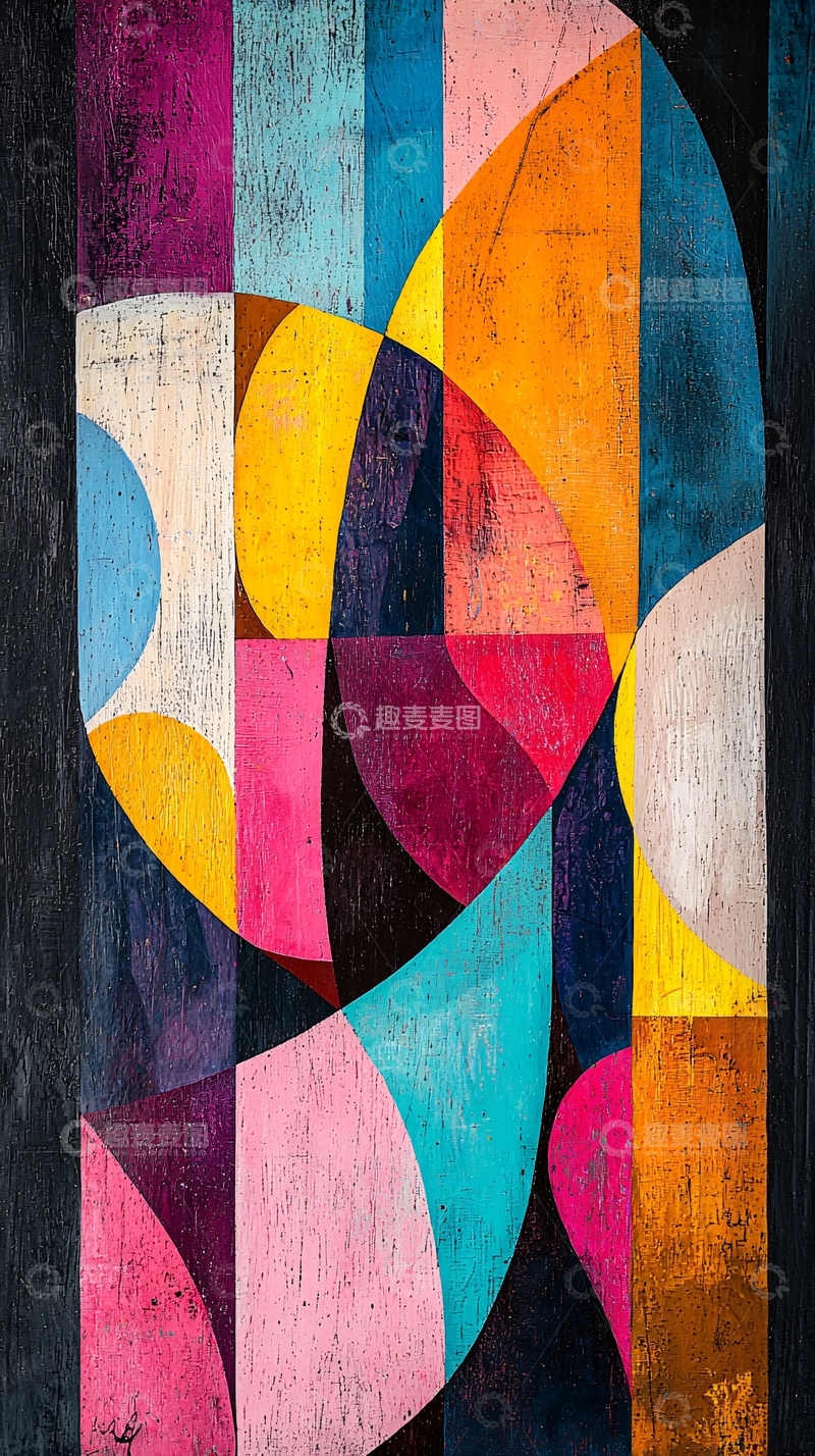 高清大图下载【趣麦麦图】抽象几何彩色绘画