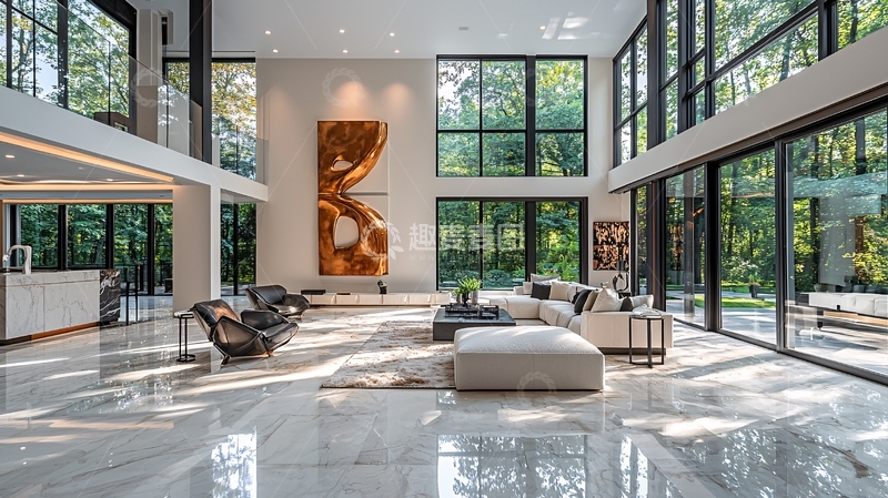 高清大图下载【趣麦麦图】现代简约别墅客厅