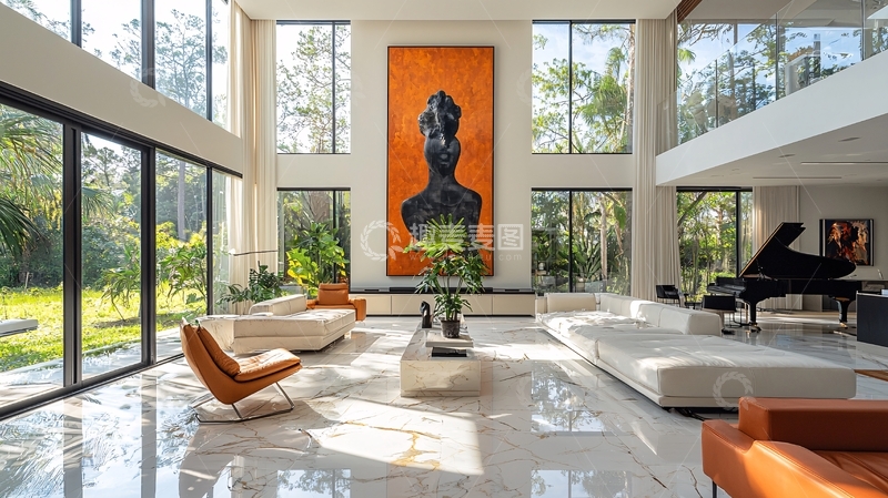 高清大图下载【趣麦麦图】现代简约别墅客厅