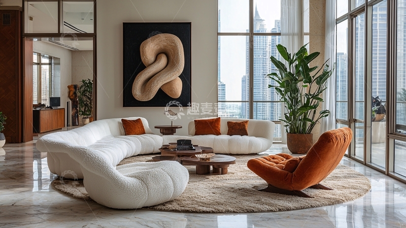 高清大图下载【趣麦麦图】现代简约高级公寓客厅