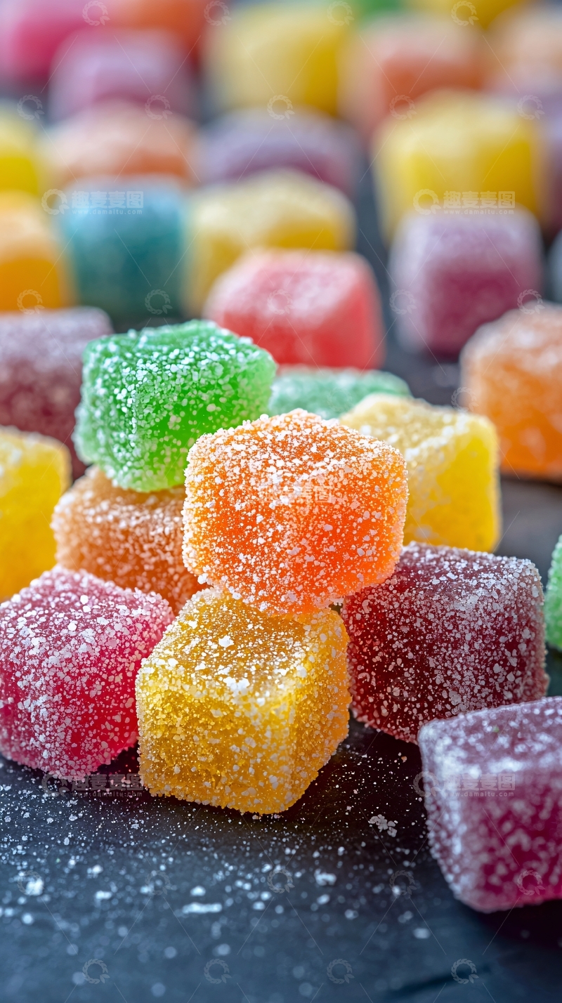 高清大图下载【趣麦麦图】-彩色水果软糖堆叠特写