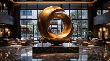 酒店大堂金色雕塑