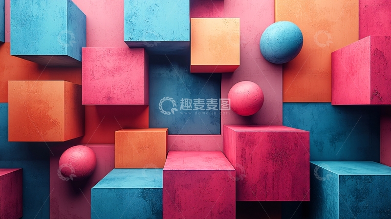 高清大图下载【趣麦麦图】彩色几何体背景