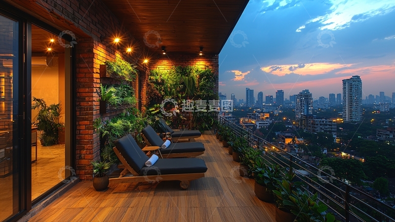 高清大图下载【趣麦麦图】高层公寓露台夜景