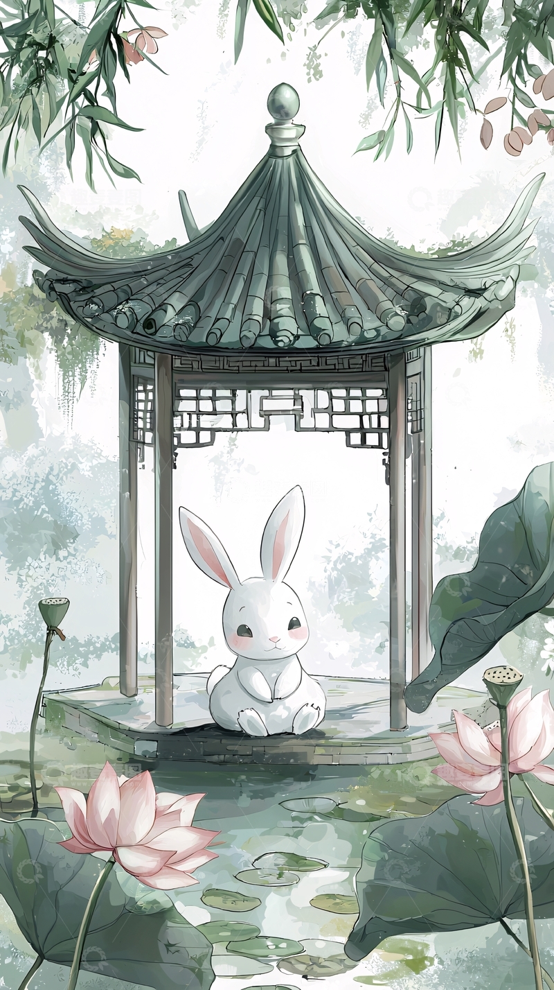 高清大图下载【趣麦麦图】水墨风兔子