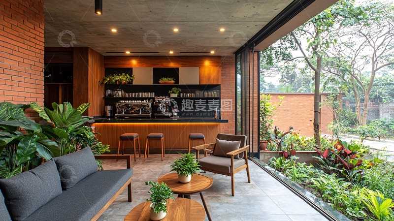 高清大图下载【趣麦麦图】红砖墙木质家具室内设计