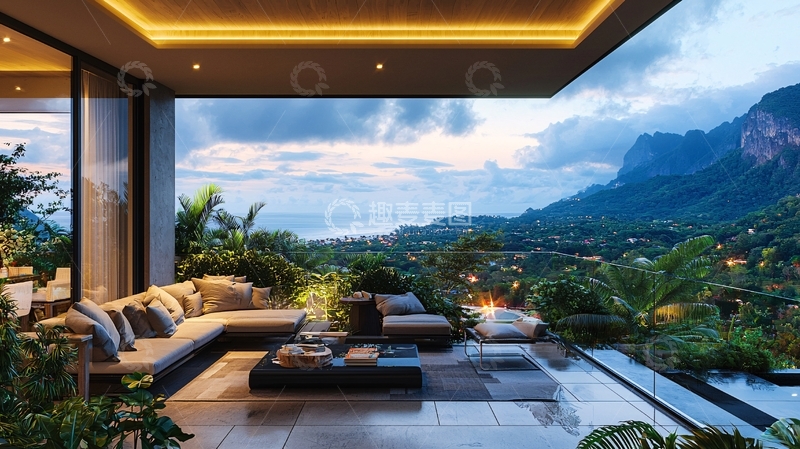高清大图下载【趣麦麦图】现代简约别墅户外景观