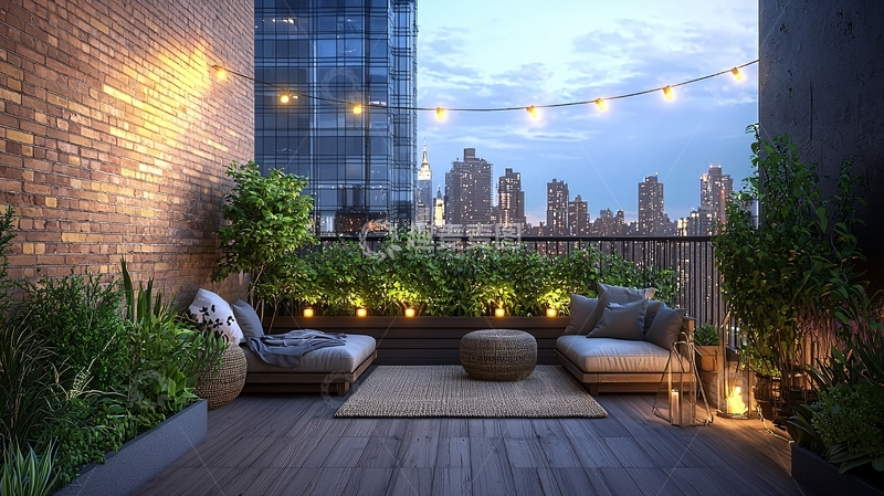 高清大图下载【趣麦麦图】都市夜景露台