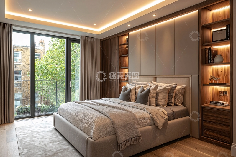 高清大图下载【趣麦麦图】卧室窗外有绿树