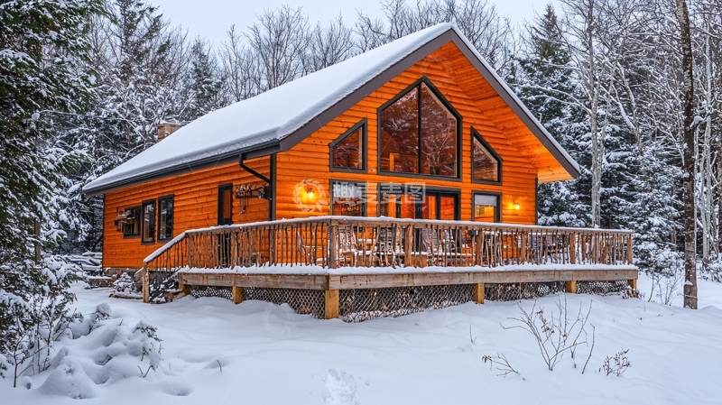 高清大图下载【趣麦麦图】雪中木屋