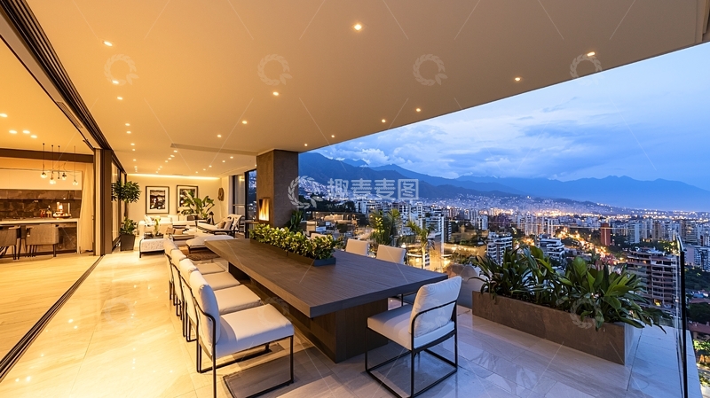 高清大图下载【趣麦麦图】豪华露台城市景观