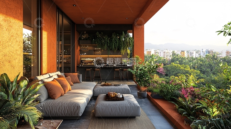 高清大图下载【趣麦麦图】橙色阳台景观