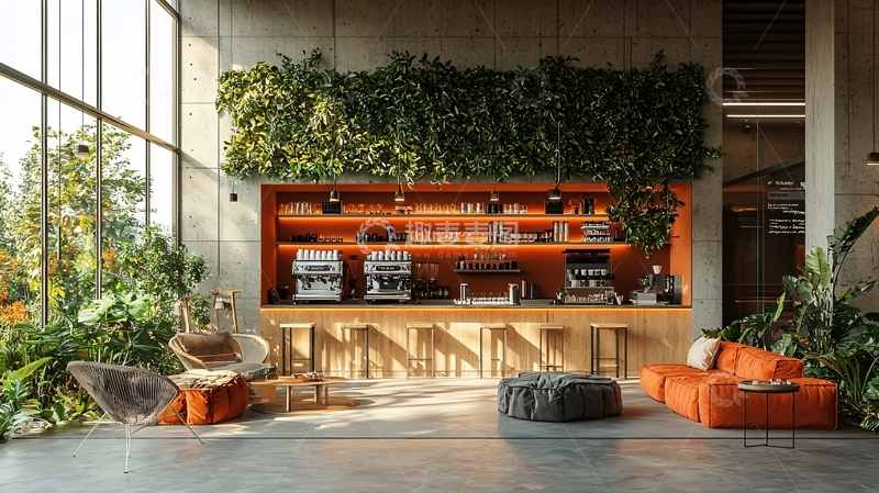 高清大图下载【趣麦麦图】现代绿植咖啡厅