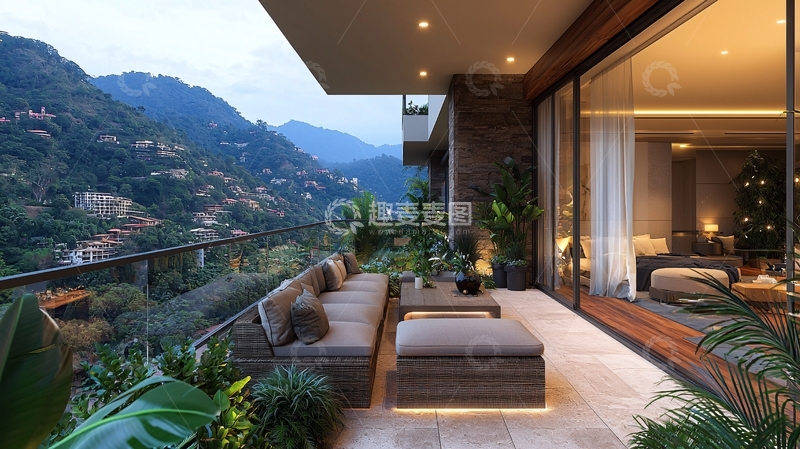 高清大图下载【趣麦麦图】山景阳台休闲区