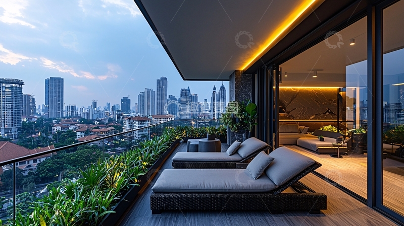 高清大图下载【趣麦麦图】高层公寓阳台夜景