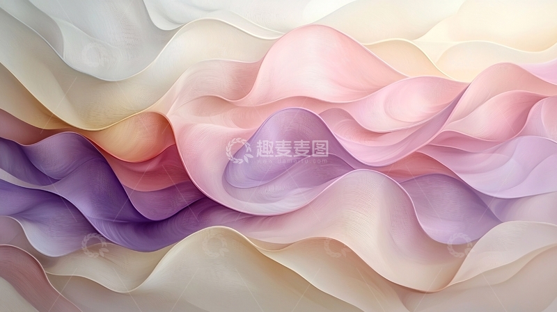 高清大图下载【趣麦麦图】轻柔梦幻色彩丝绸褶皱